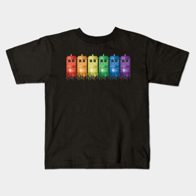 Tardis Over the Rainbow Kids T-Shirt by octoberaine